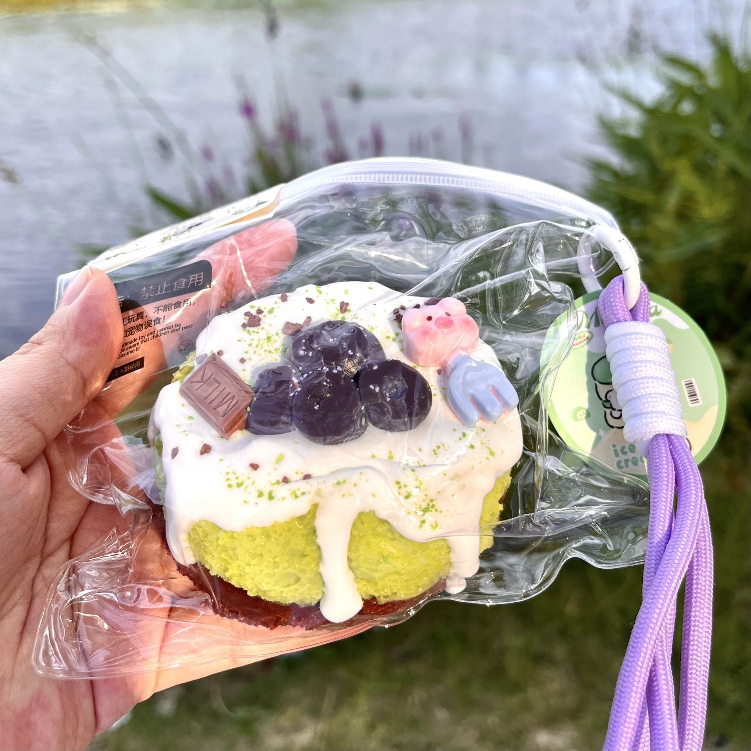 Blueberry matcha chocolate cake